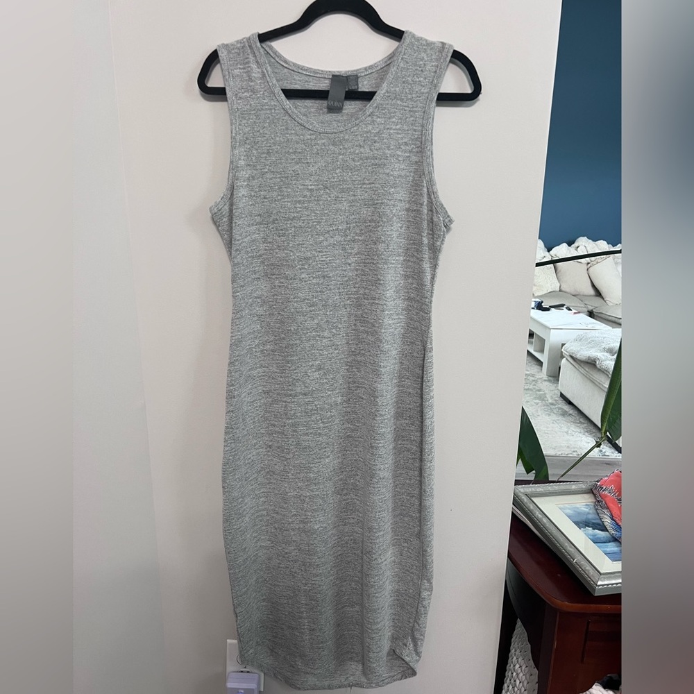 Quinn Gray Sleeveless Sheath Midi Dress, Size L